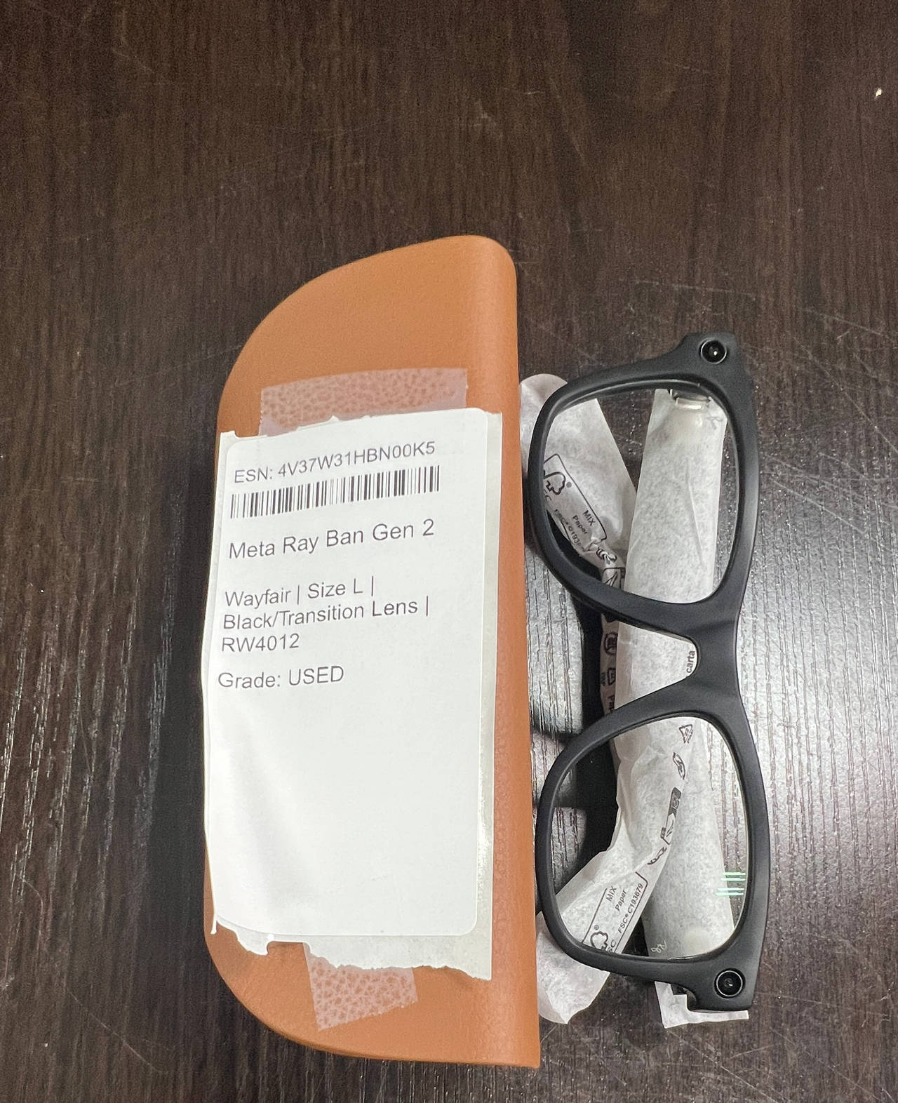 Ray-Ban Meta Wayfarer Smart Glasses Gen 2 Black Transition Lens Size L