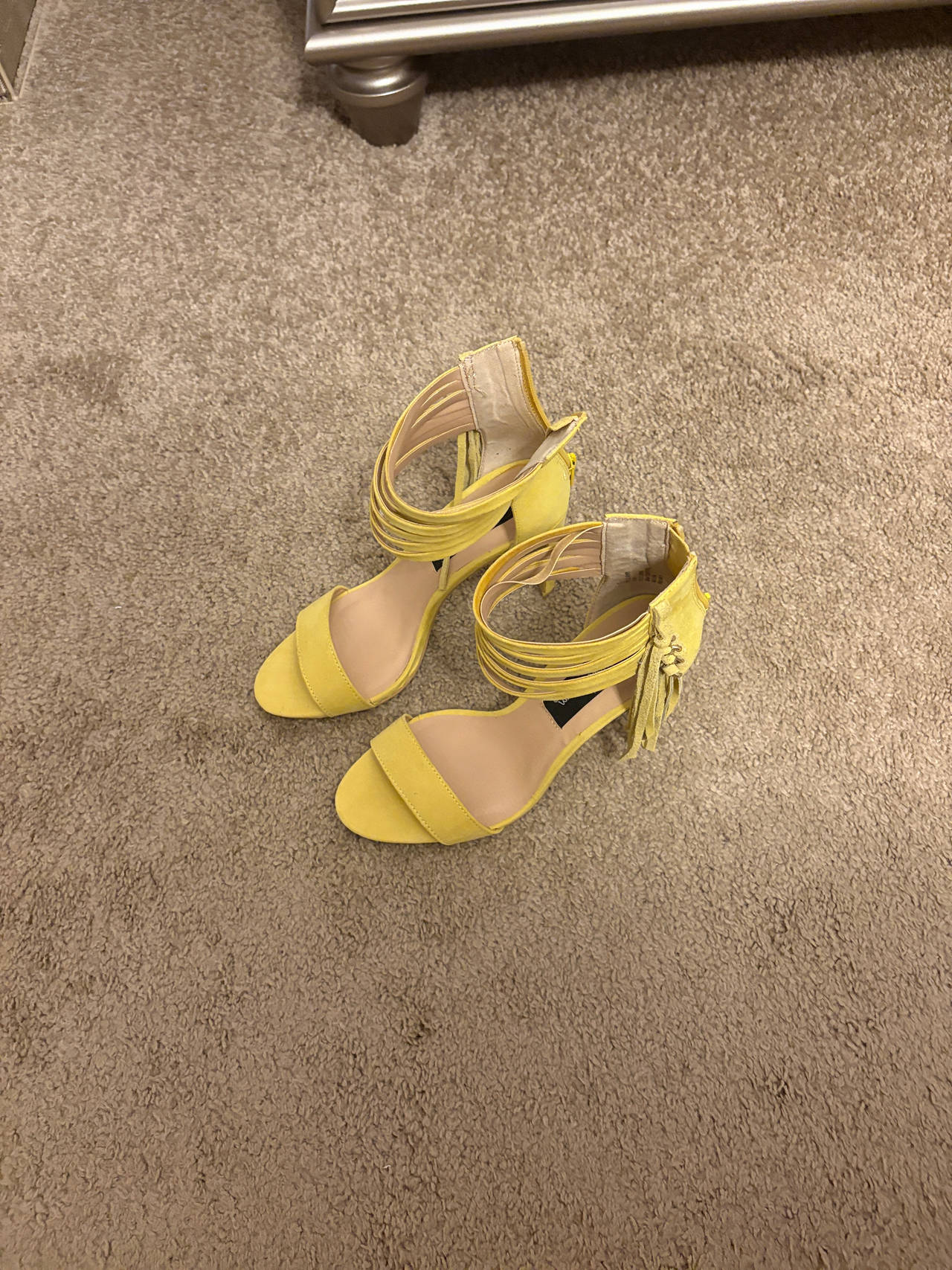 Yellow Strappy Block Heel Sandals