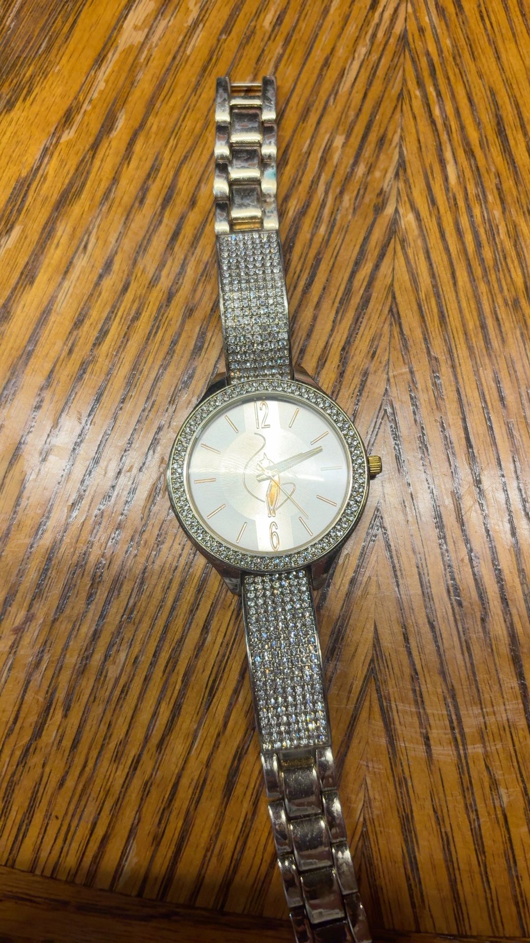 NY&C Women's Gold Tone Mesh Band Crystal Bezel Watch