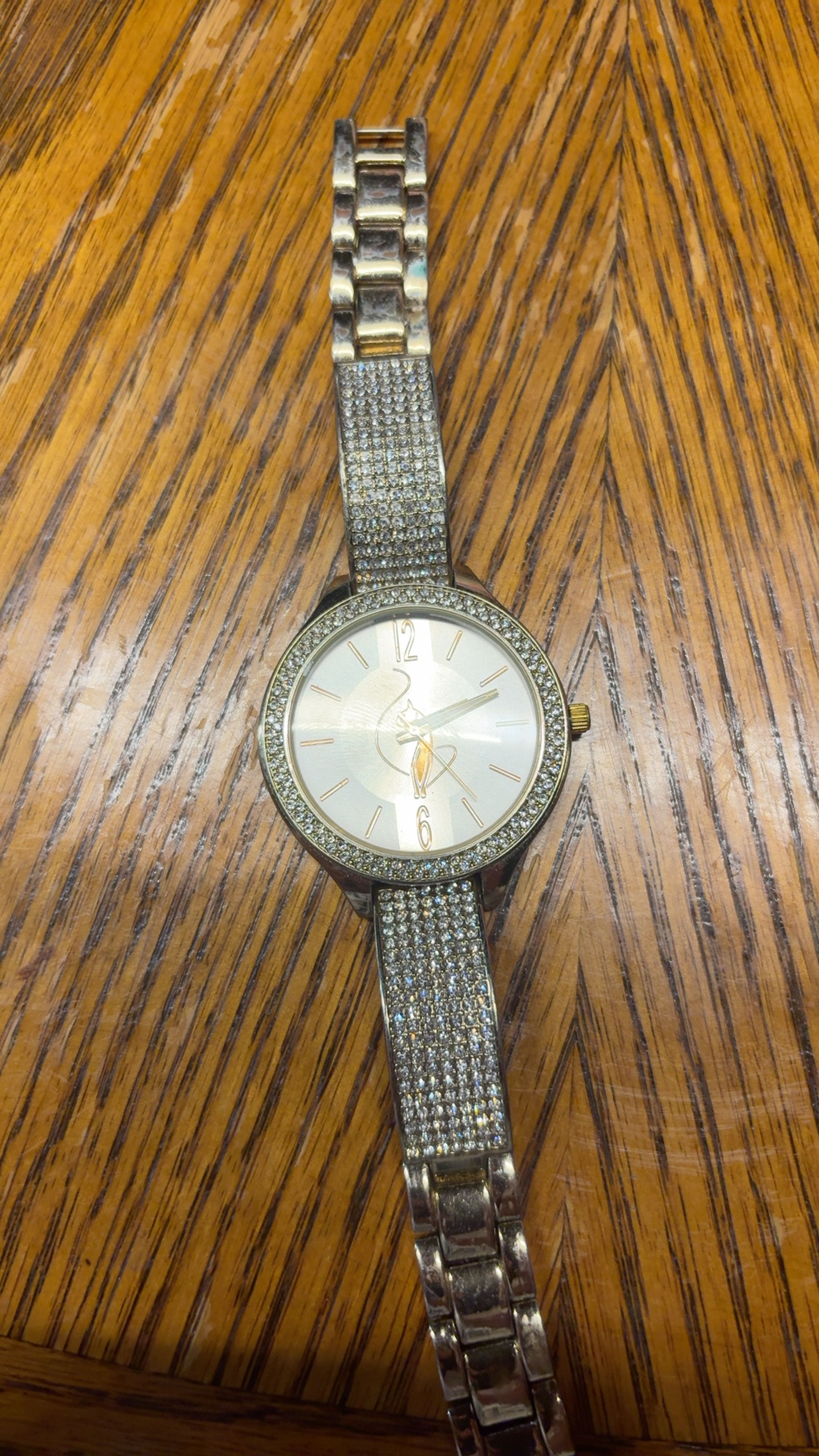 NY&C Women's Gold Tone Mesh Band Crystal Bezel Watch