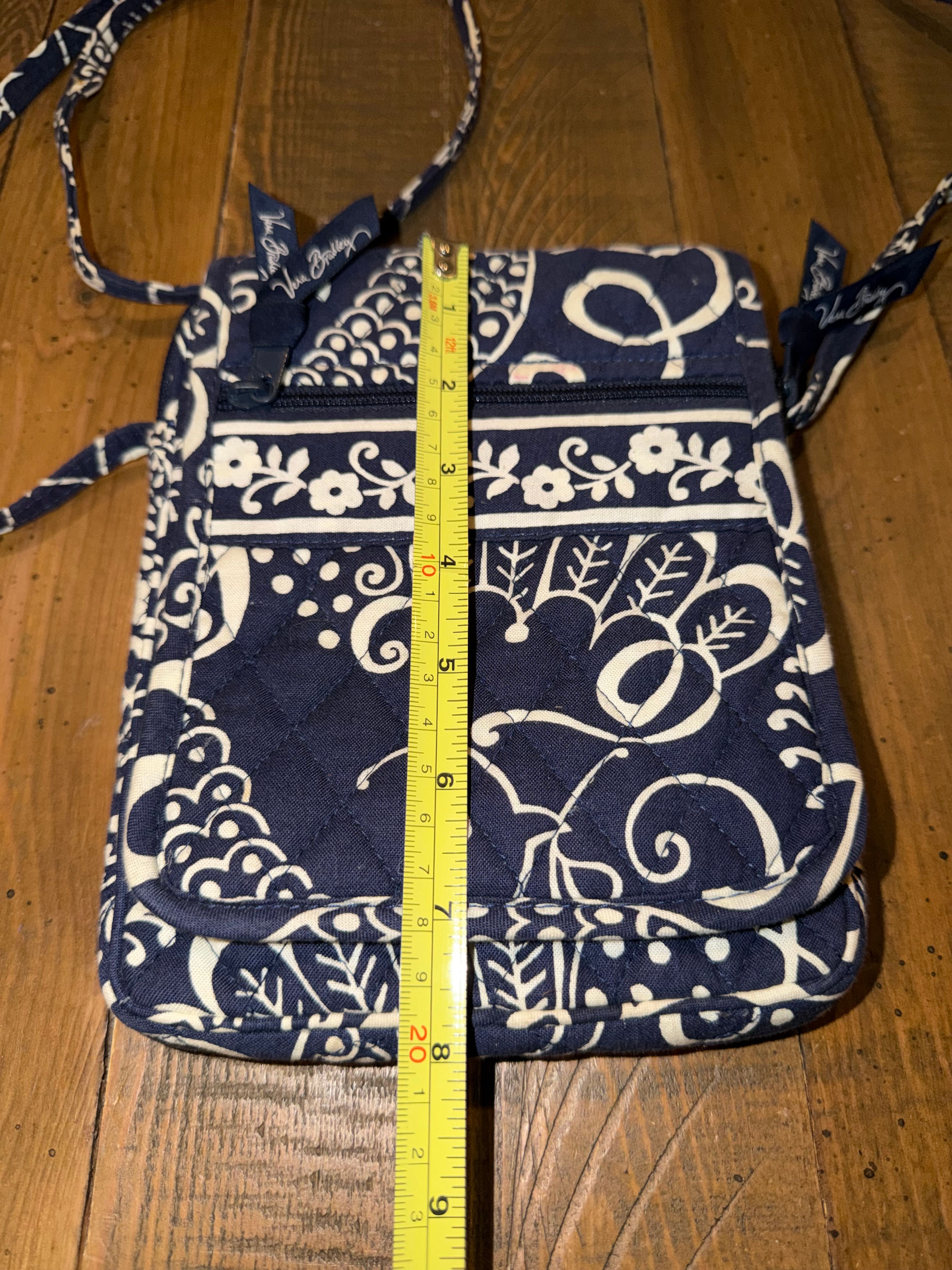 Vera Bradley Crossbody Bag Navy Twirly Birds Pattern - Image 3
