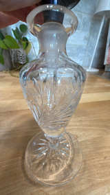 Vintage Cut Glass Perfume Bottle with Metal Stopper - Image 4