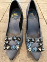 Roger Vivier Blue Flower Strass Buckle Pumps - Image 1