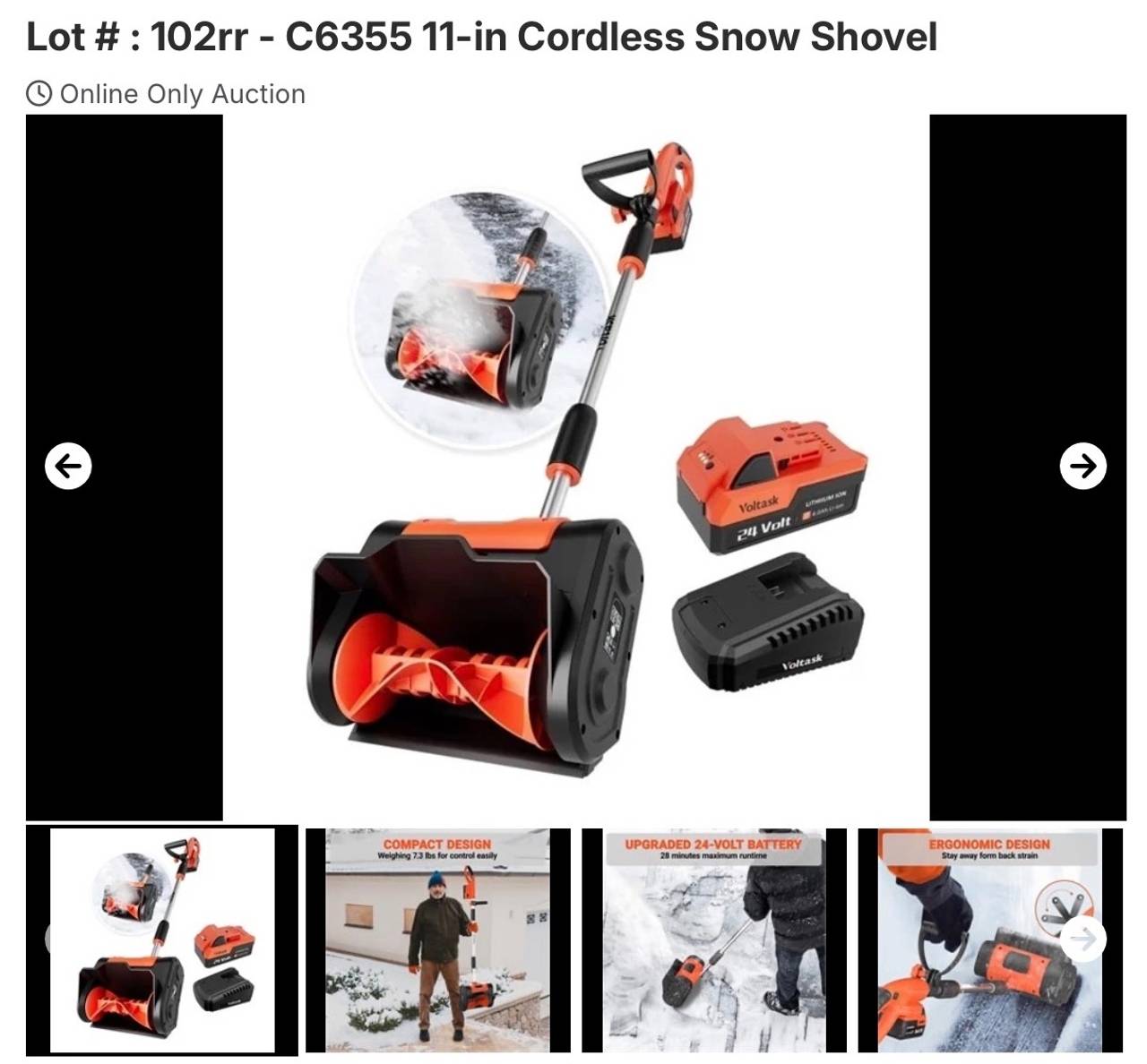 Voltask C6355 11-in 24V Cordless Snow Shovel