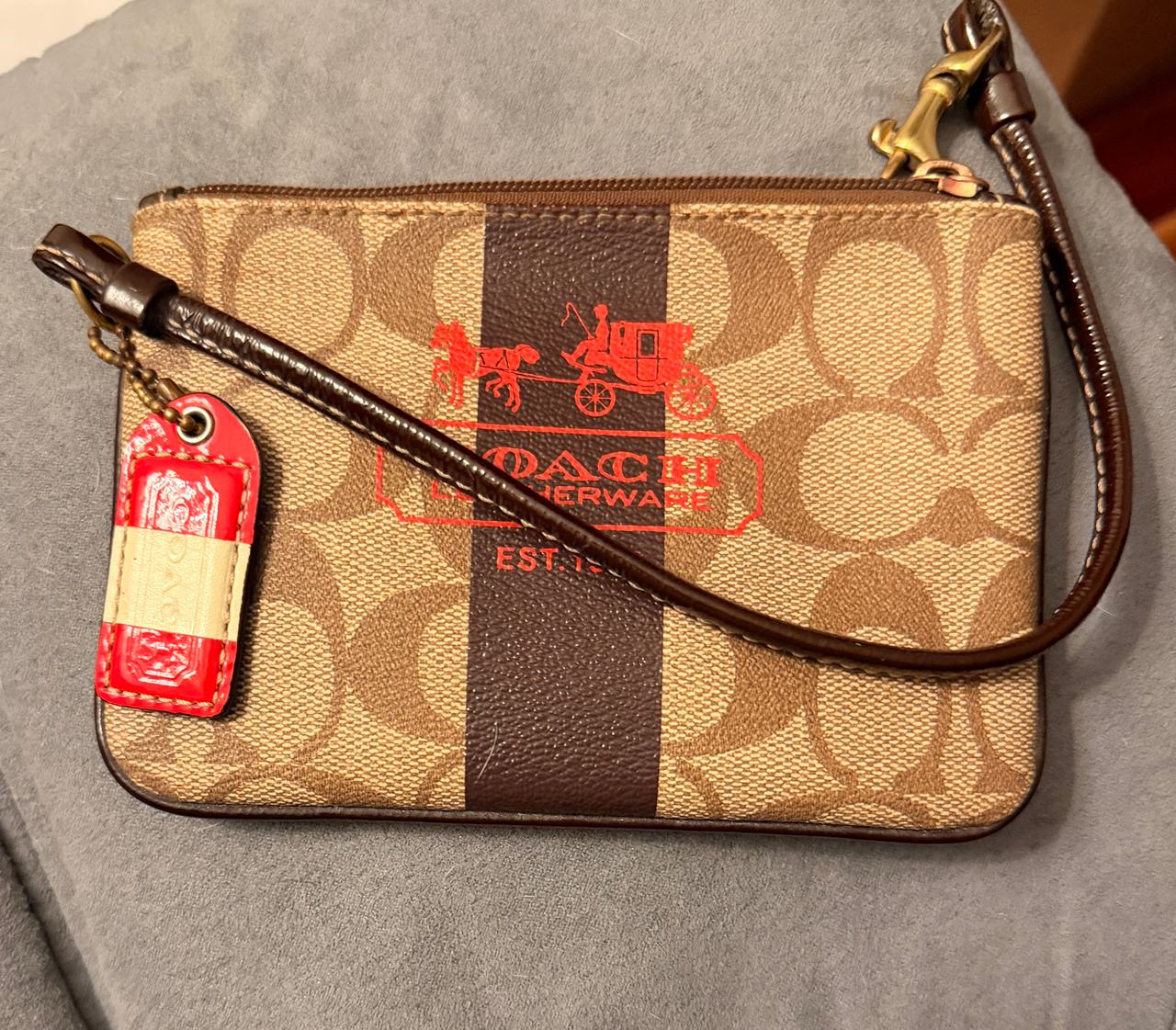 Coach Signature Heritage Logo Wristlet