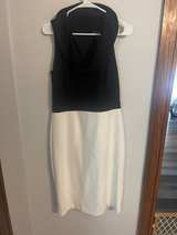 White House Black Market Black and White Dress with Cowl neck  - Image 3