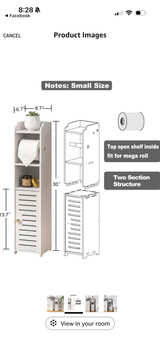 Slim Bathroom Storage Cabinet with Toilet Paper Holder - Image 3