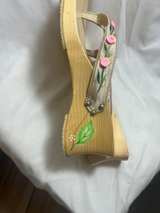 Woodies Hand Painted Rose Wooden Sandals - Image 3
