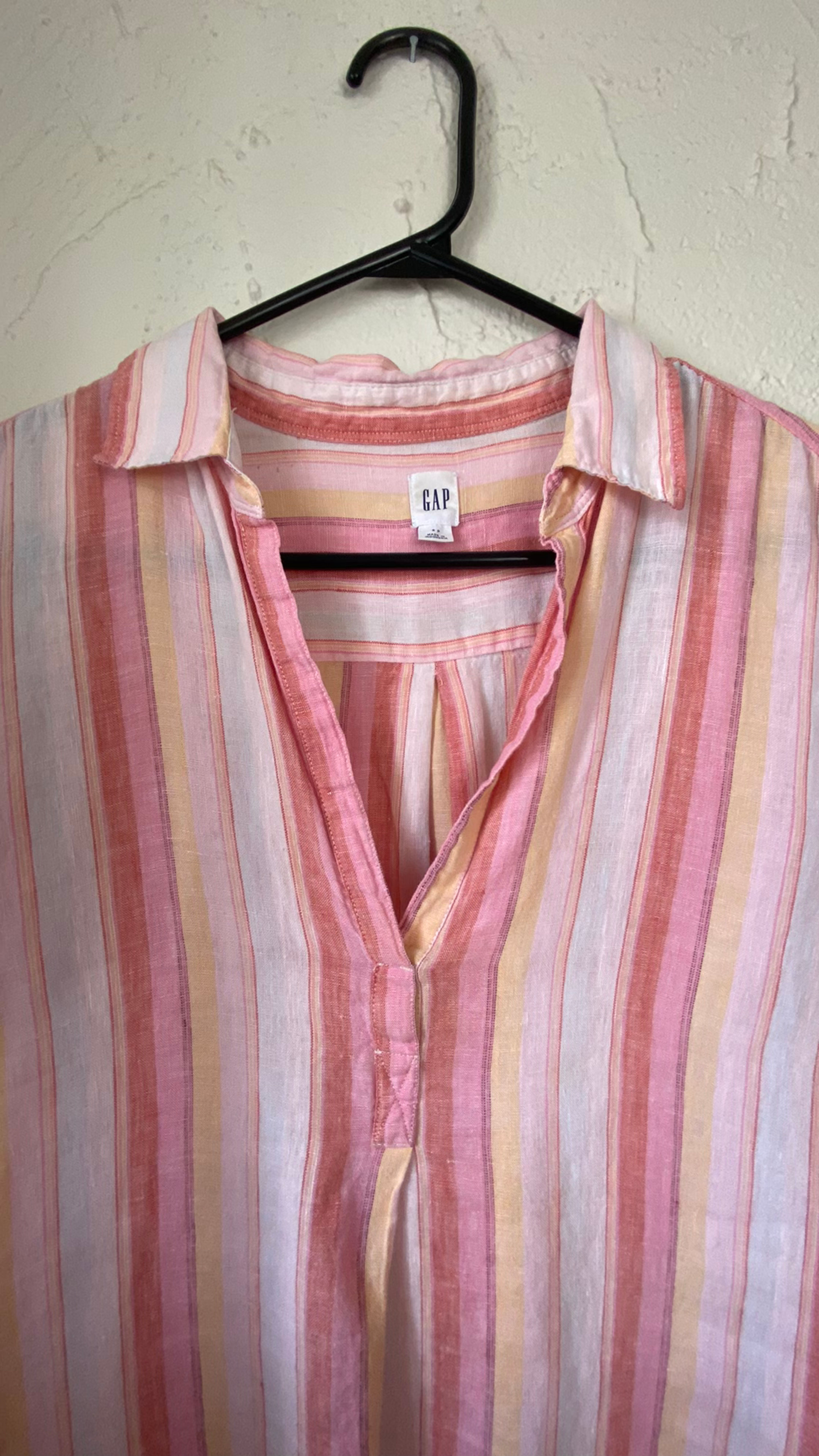 Gap Women's Striped Linen Blend Shirt - Image 3