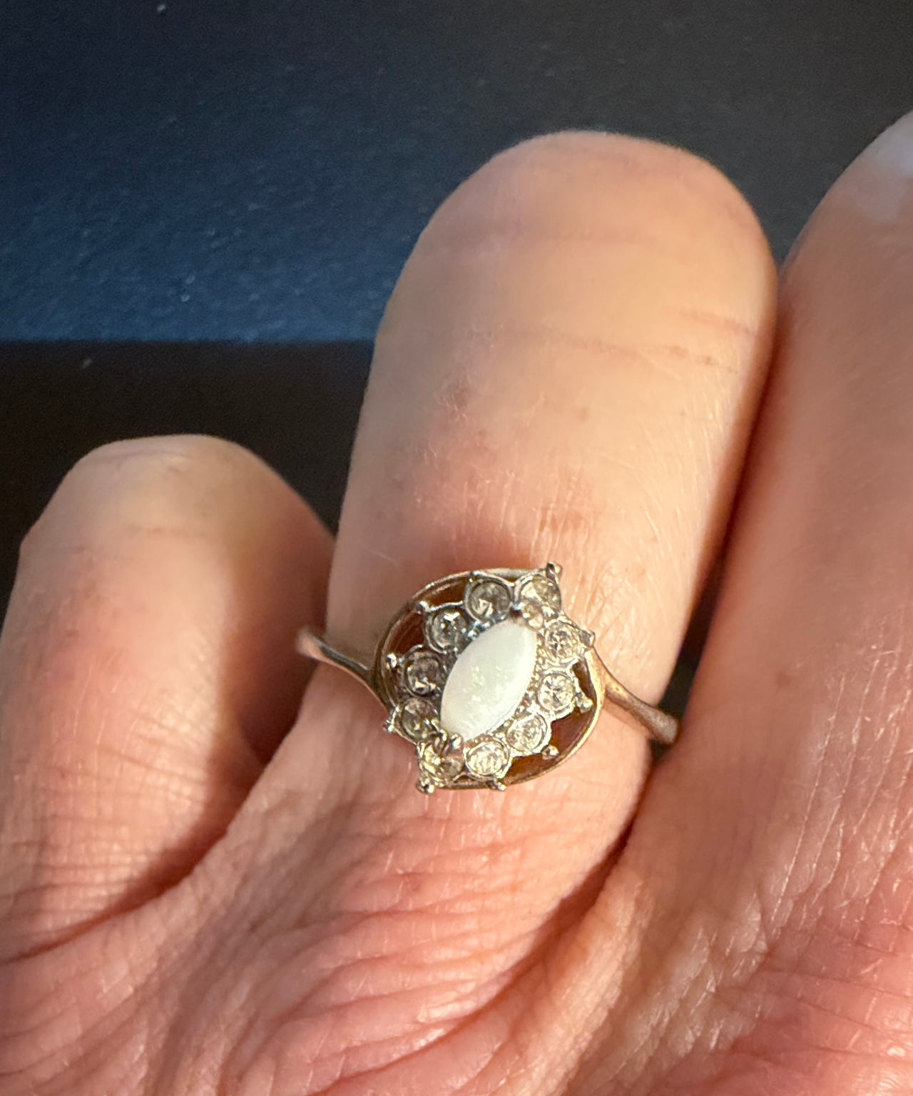 Marquise Opal and CZ Halo Ring