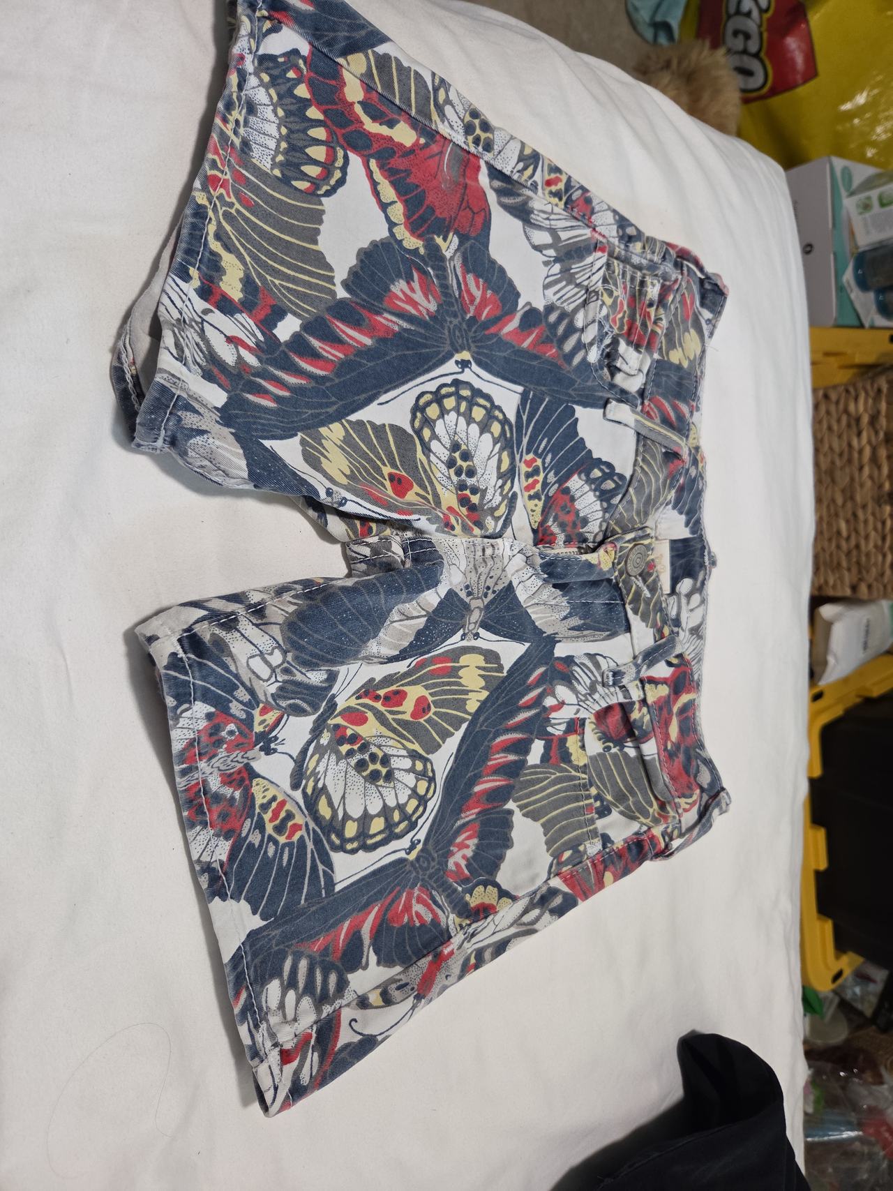 True Religion Butterfly Print Denim Shorts