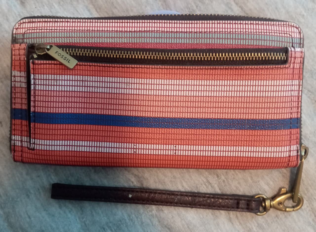 Fossil Logan Zip Around Clutch Multi-Color Stripe
