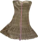 Caché Crocheted Gold Lace Strapless Dress with Removable Straps - Image 3