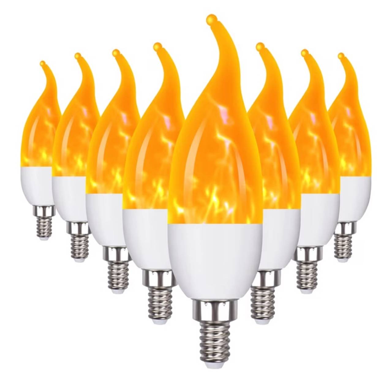 E12 Flame Bulbs 6 Packs, 3 Mode LED Candelabra Flame Light Bulb 2.0 Watt Warm