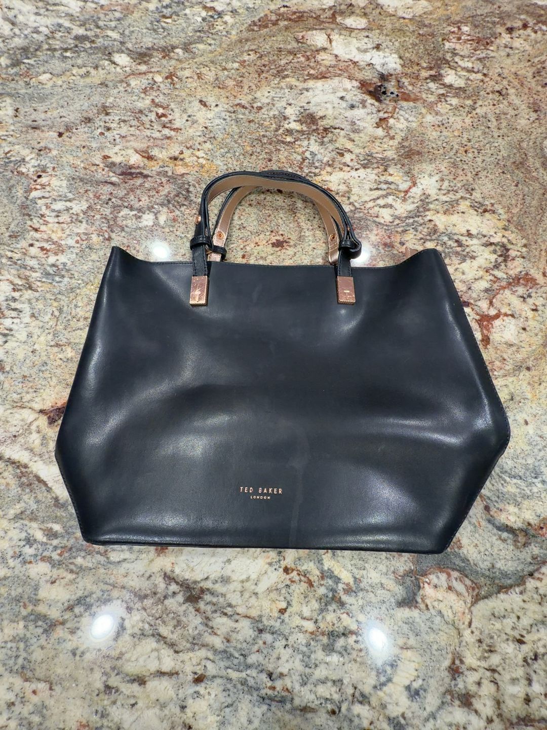 Ted Baker Adjustable Handle Leather Tote Black