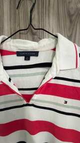 Tommy Hilfiger Women's Striped V-Neck Polo Shirt size Medium - Image 2