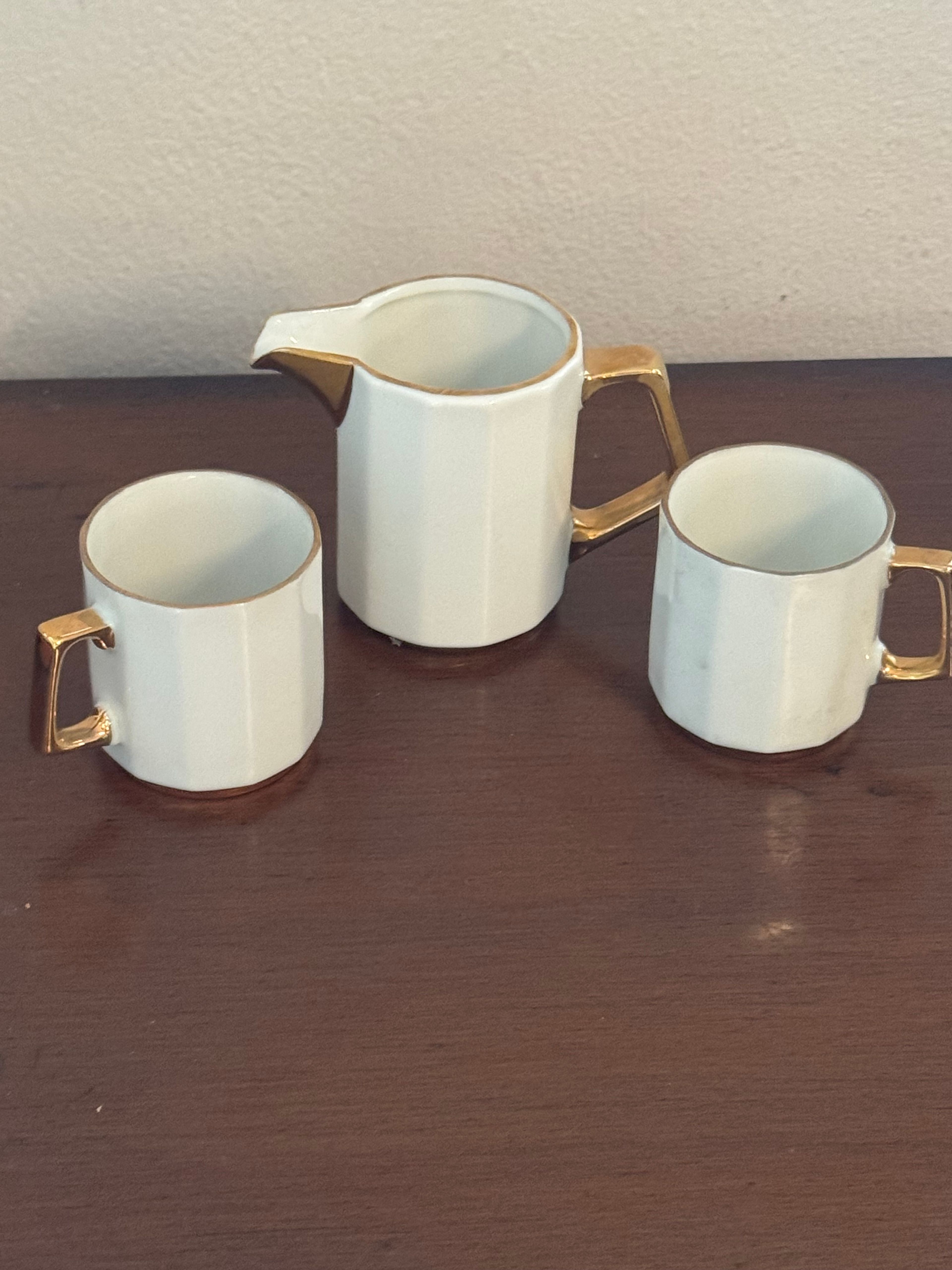 Ernest Sohn Octagon Creamer White with Brass Accents - Image 2