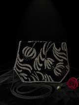Vintage Elon Black Beaded Velvet Floral Bag - Image 1