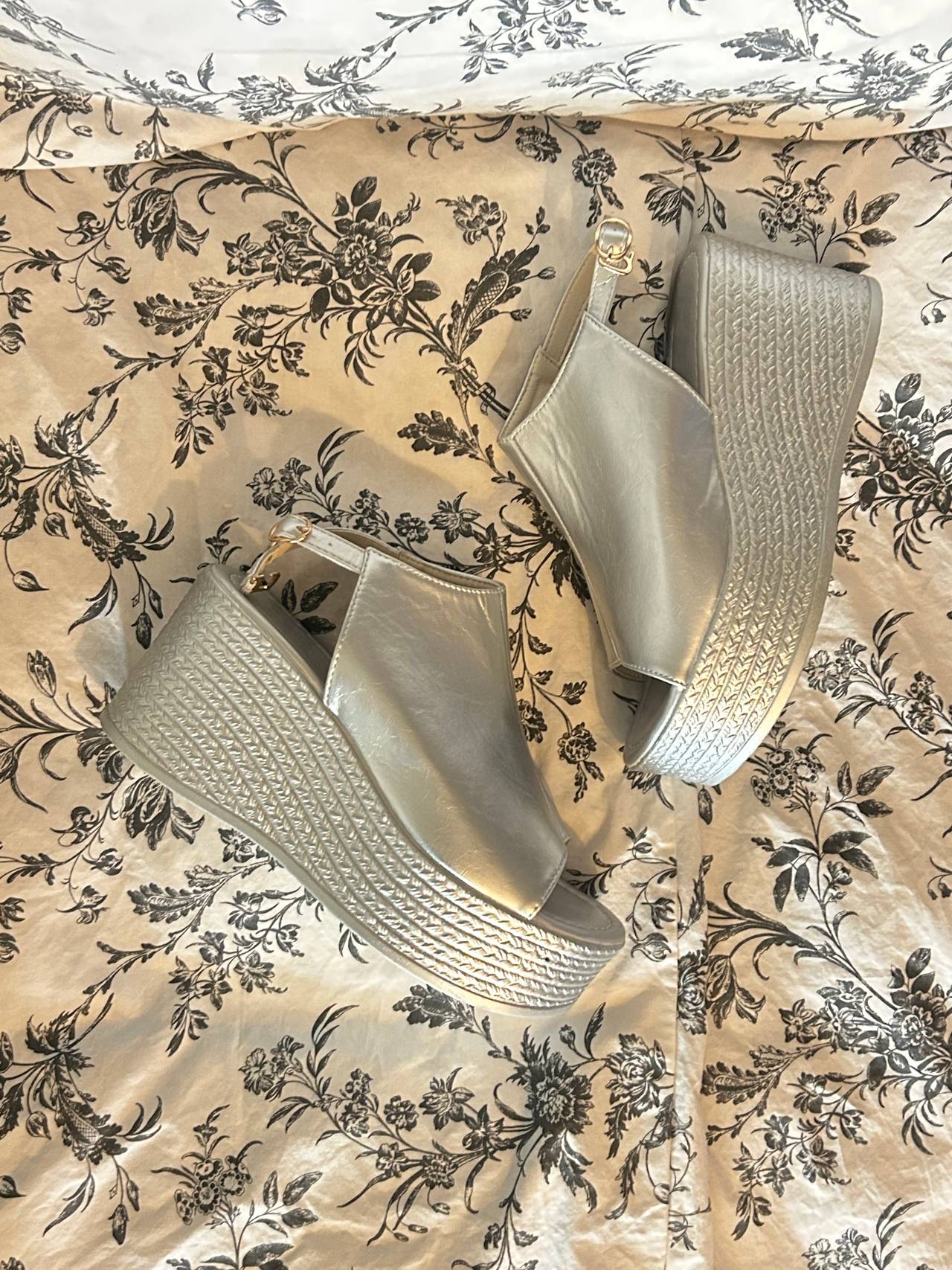 Silver Platform Wedge Sandals