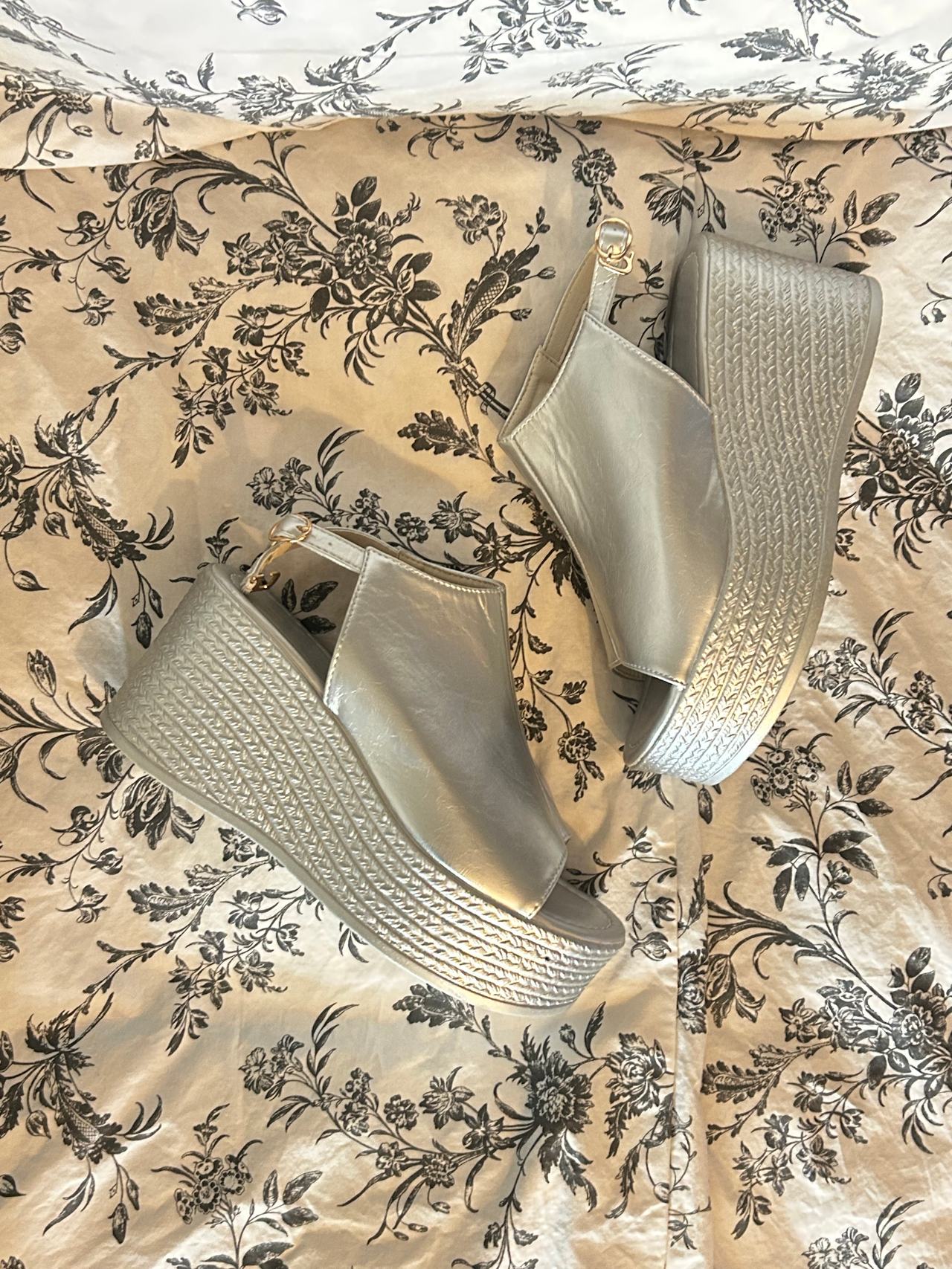Silver Platform Wedge Sandals
