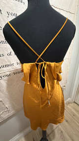 Free People What I Want Mini Dress Gold Satin - Image 2