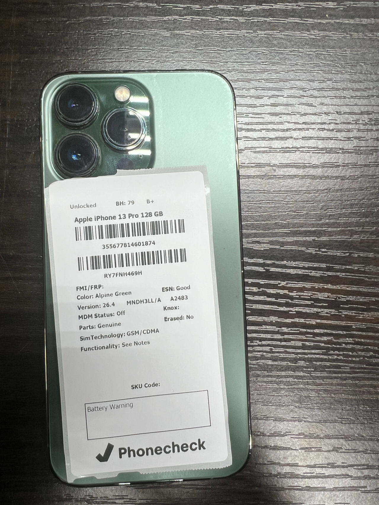 Apple iPhone 13 Pro 128 GB Alpine Green unlocked BH79 B+