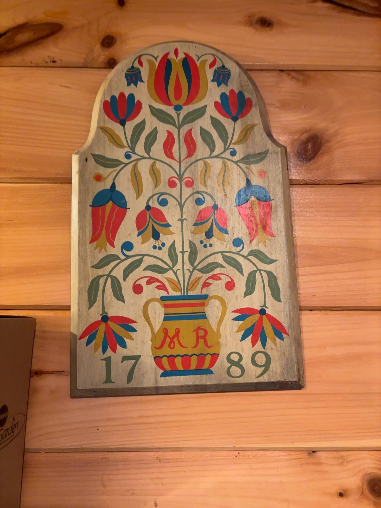 Vintage Floral Hand-Painted Wooden Tray