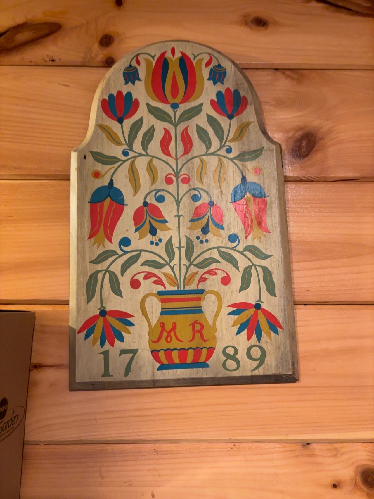 Vintage Floral Hand-Painted Wooden Tray