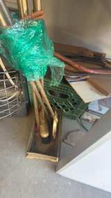 Vintage Brass Fireplace Tool Set with Stand - Image 3
