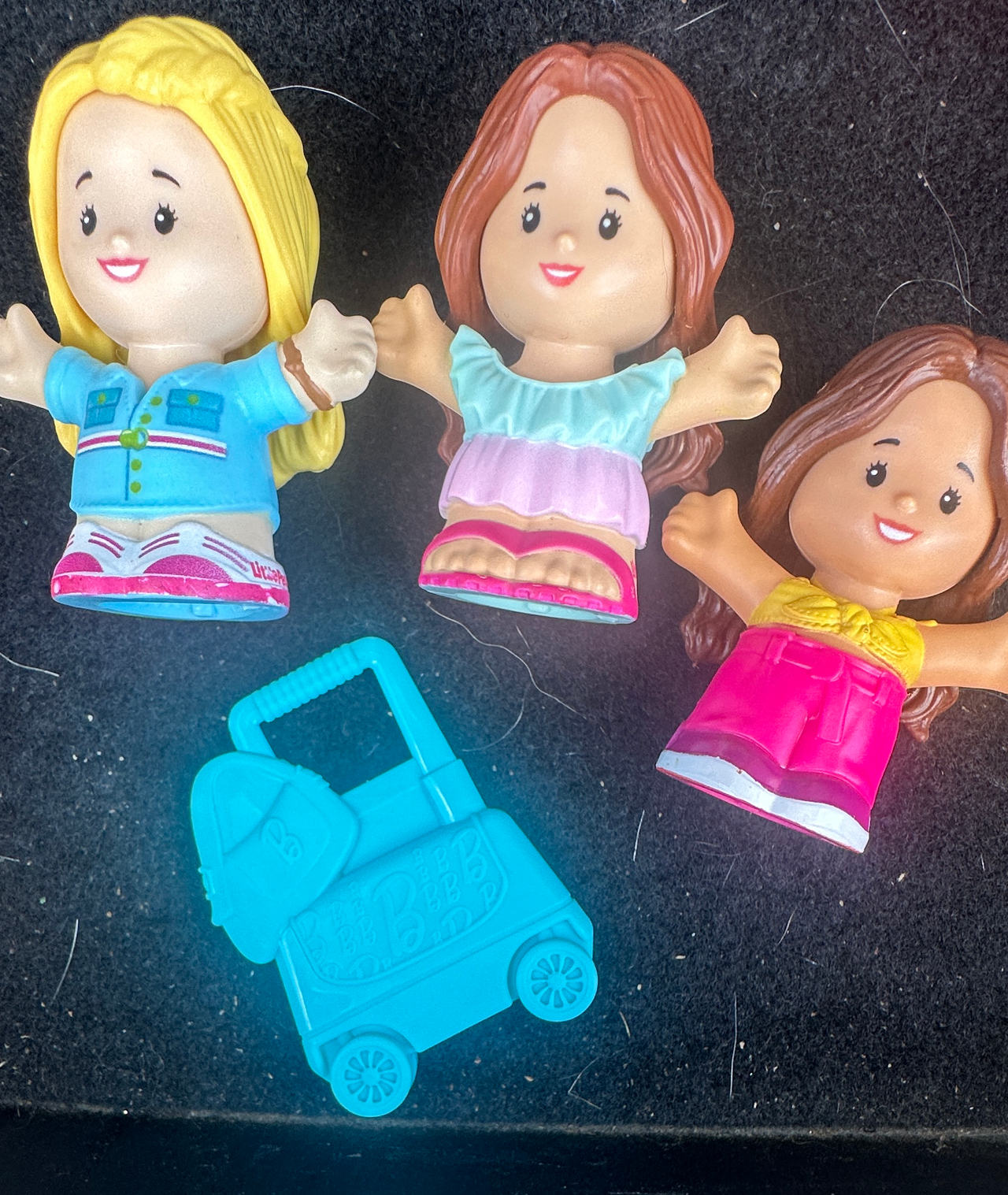 Fisher-Price Little People Figures BARBIE 3 figure bundle with shopping cart.