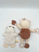 Baby Plush Stroller Clip Toy Lot Bear Puppy Teether Rattle Sensory Car Seat 2 Pc - Image 2