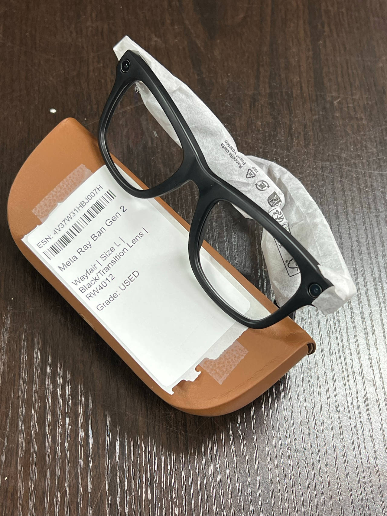 Ray-Ban Meta Wayfarer Smart Glasses (Gen 2) Black Transition Lens Size L