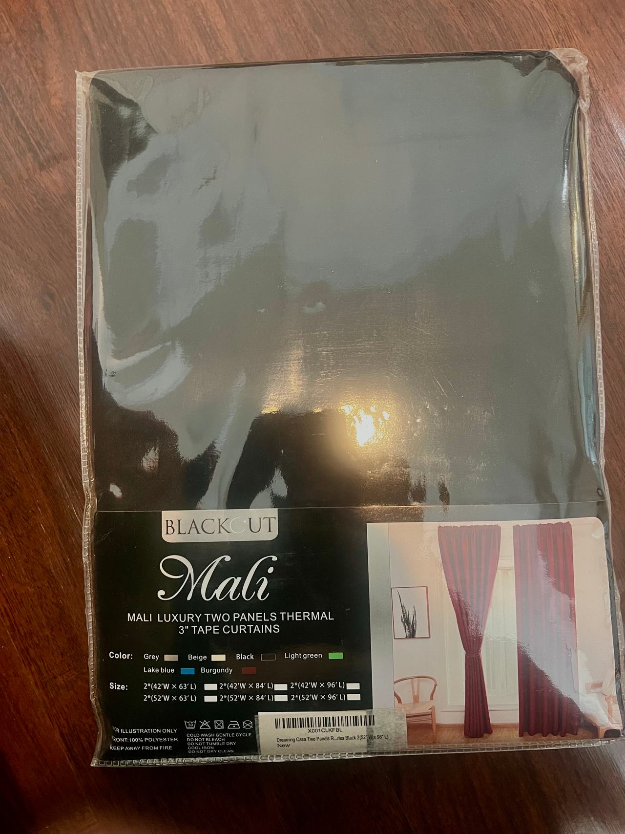 Black Mali Luxury Two Panels Thermal Blackout Curtains