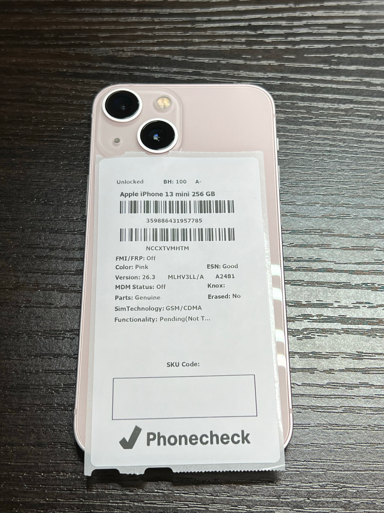 Apple iPhone 13 mini 256GB Pink unlocked 100% battery health