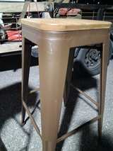 Industrial Metal Bar Stools with Wood Top - Image 1