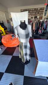 Zaba Plaid Mixed Print Raw Edge Dress - Image 2