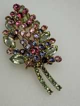 Vintage Joan Rivers Rhinestone Floral Brooch Flower Spray Bouquet Pin - Image 2
