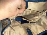 Coach Signature Hamptons Tote Bag with Blue Leather Trim - Image 4