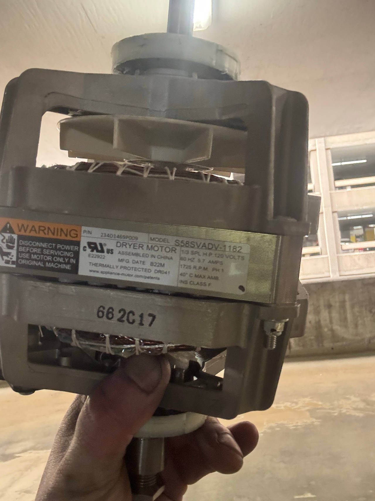 GE Dryer Motor S58SVADV-1182 WE17X10010