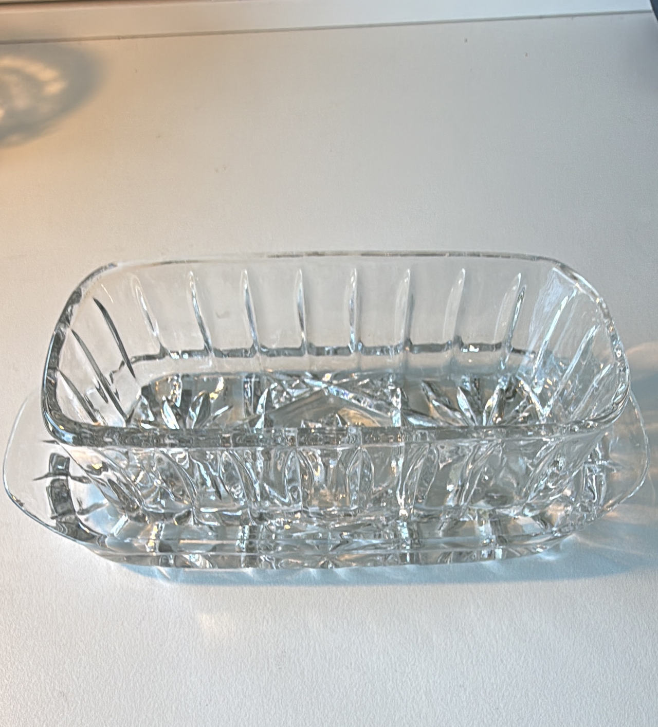 Vintage Crystal Glass Butter Dish
