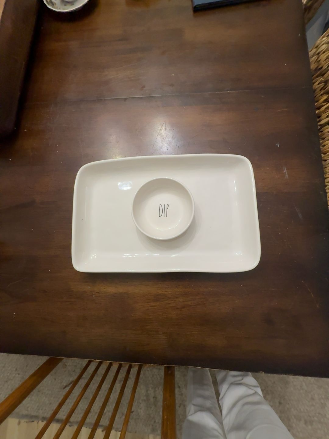 Rae Dunn Chip & Dip Ceramic Serving Tray