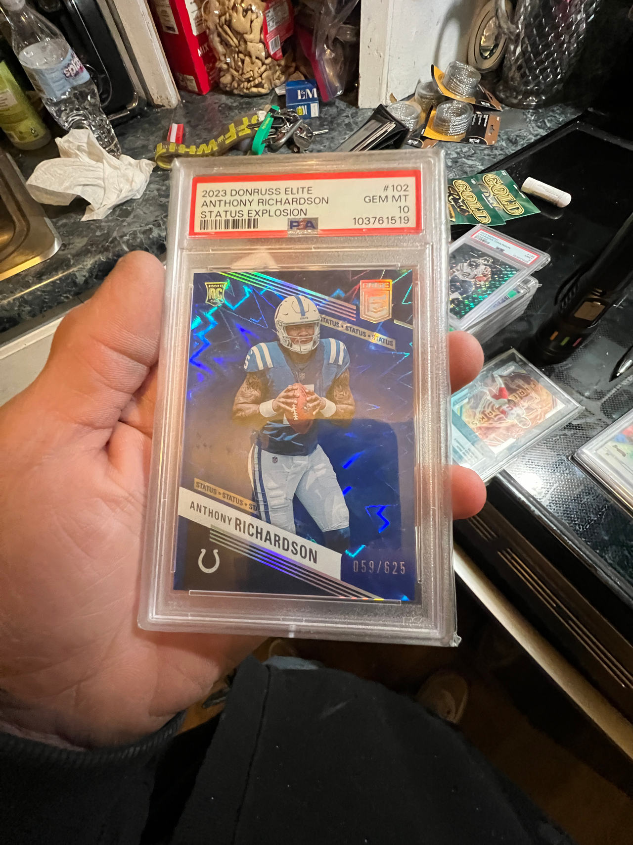 2023 Donruss Elite Anthony Richardson Status Explosion PSA 10