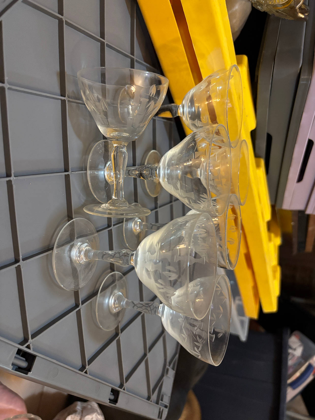 Vintage Etched Glass Coupes