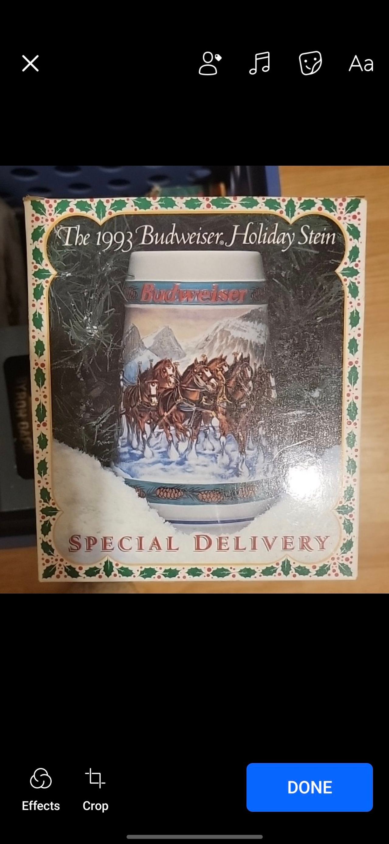 1993 Budweiser Holiday Stein Special Delivery