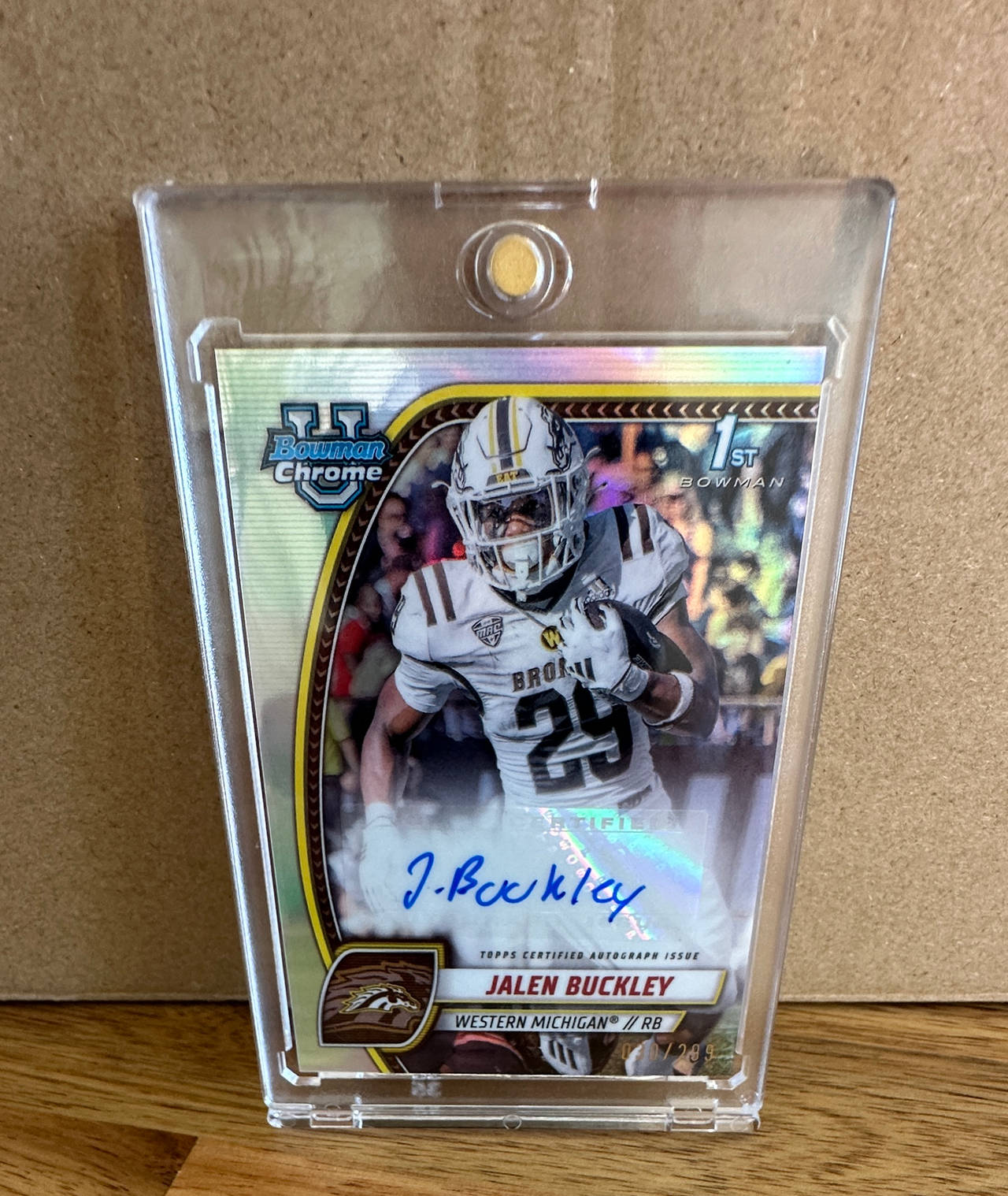 2023 Bowman Chrome University Jalen Buckley Yellow Refractor Autograph /75