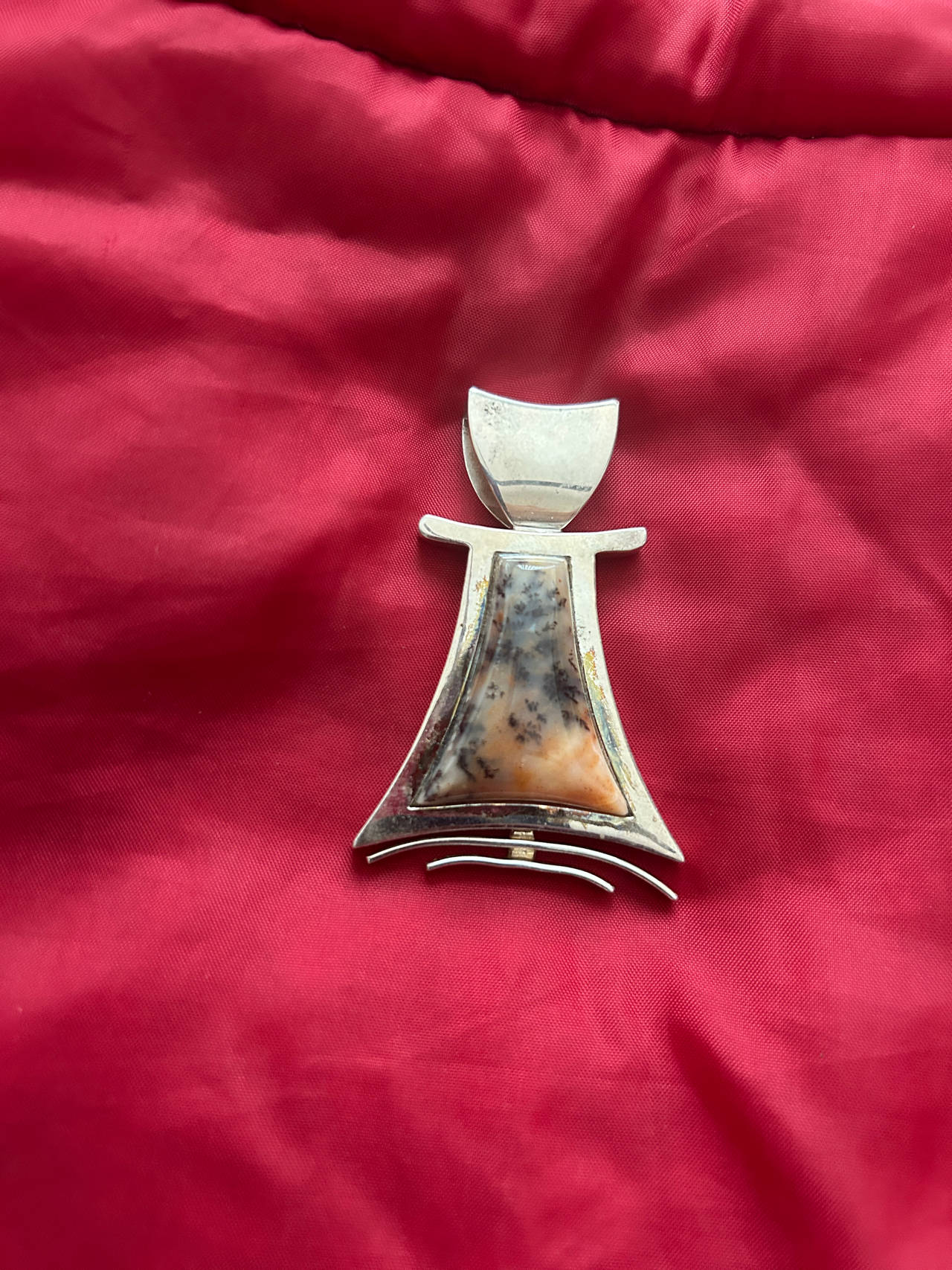 Modernist Dendritic Agate Sterling Silver Pendant