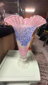 Vintage Hand-Blown Spatter Art Glass Trumpet Vase - Image 3
