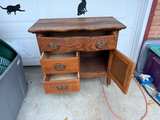 Antique Oak Washstand with Drawers and Cabinet - Image 2