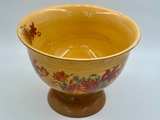 FTD Vintage Floral Ceramic Bowl With Wood Pedestal Yellow & Red Retro 1970’s - Image 1