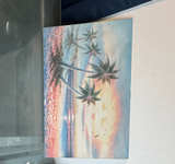Tropical Sunset Palm Tree Oil Painting - Image 1